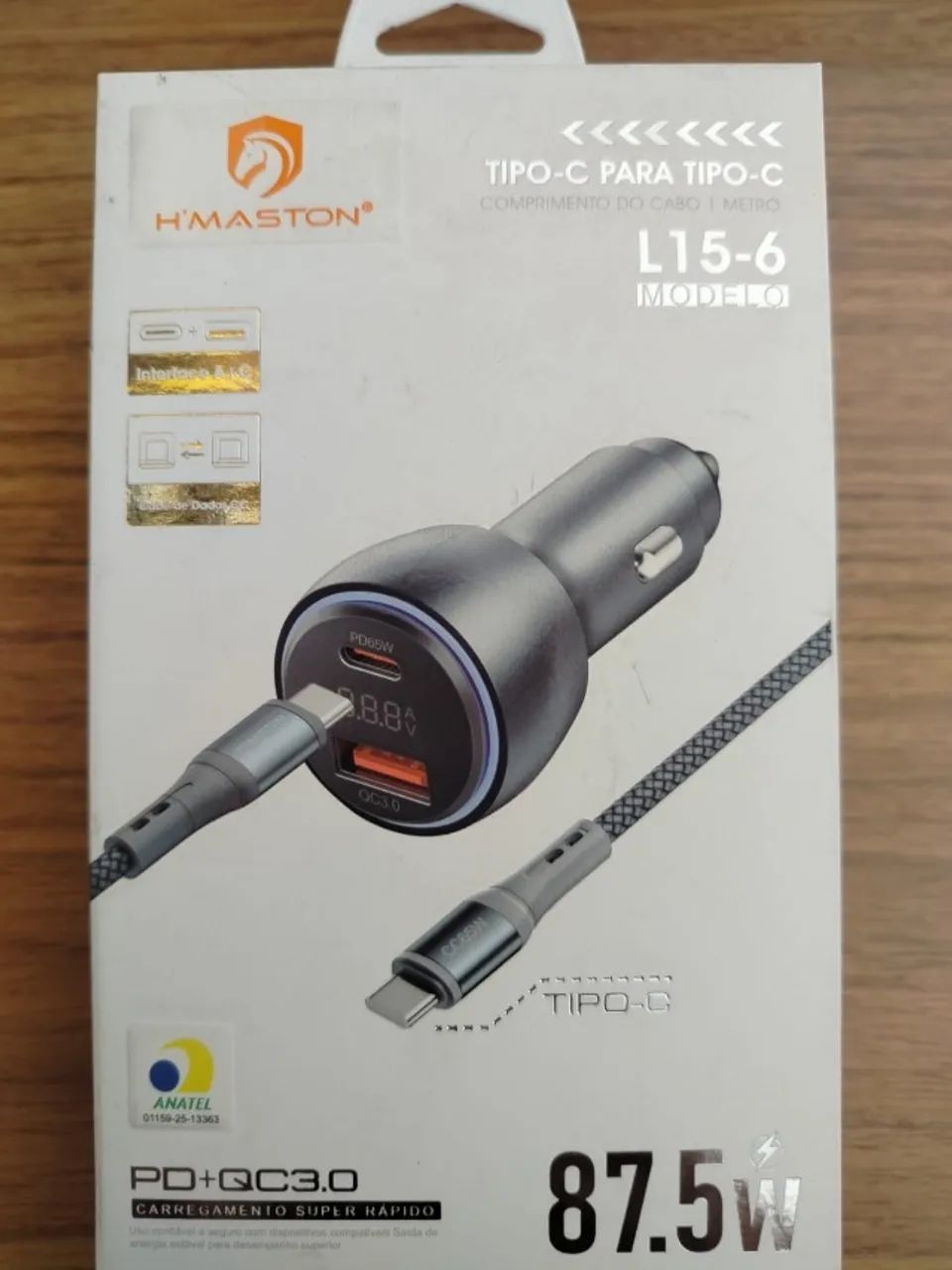 CARREGADOR VEICULAR + CABO TIPO-C H'MASTON