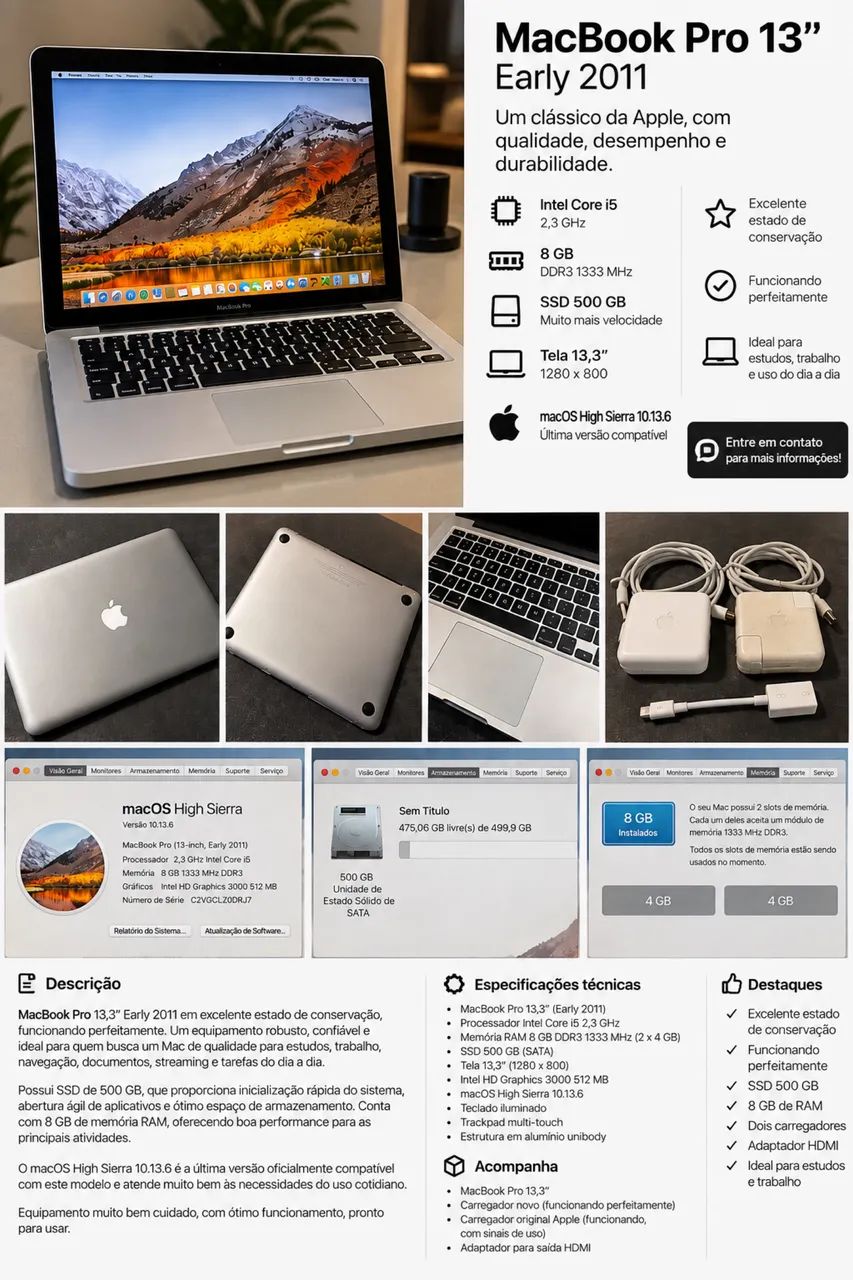 MacBook Pro 13 Early 2011 | i5 | 8GB | SSD 500GB - Foto 2