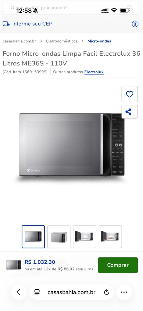 Microondas Electrolux 36L
