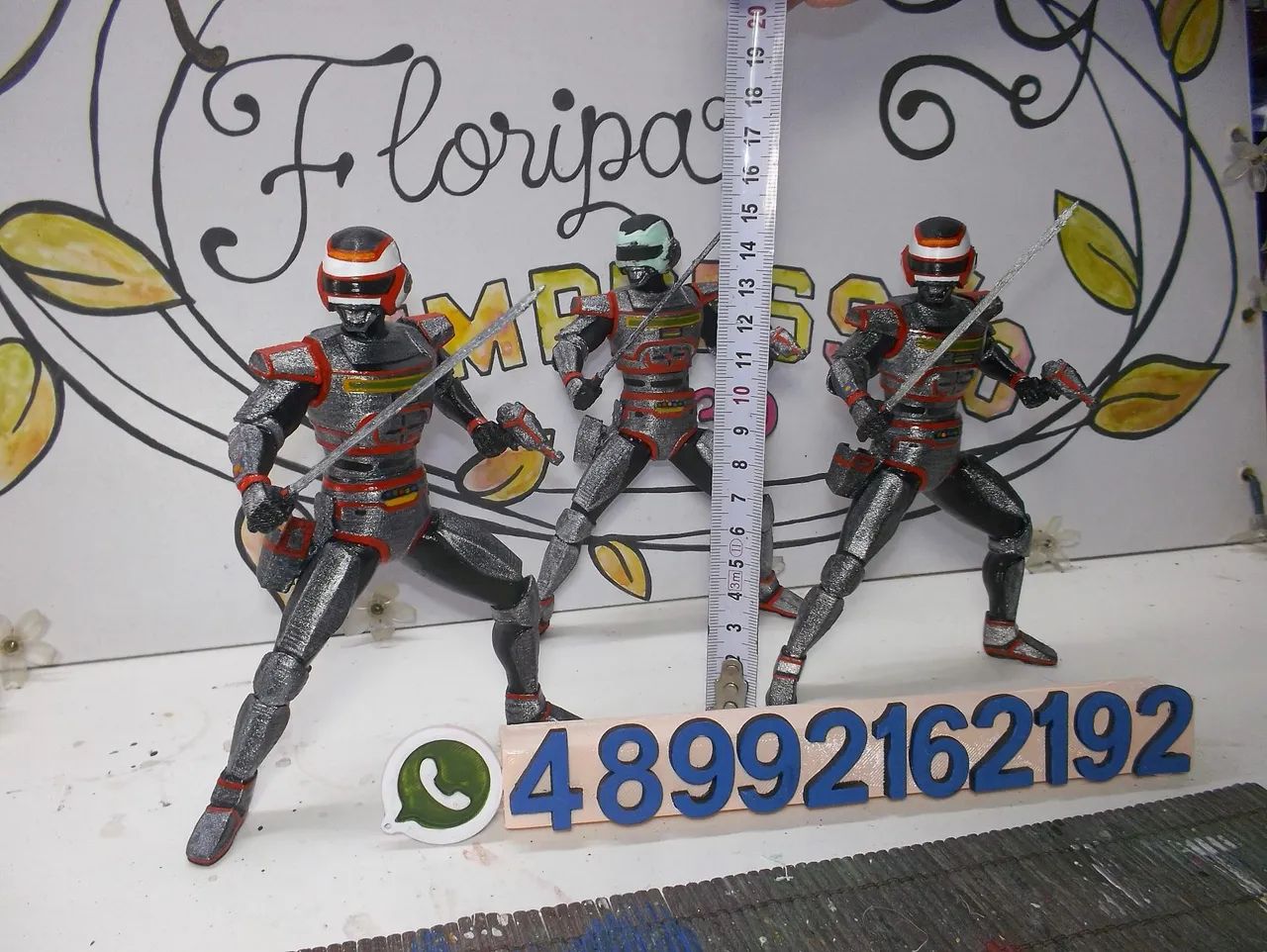 Figura Impressão 3D Boneco Jaspion 15cm altura. Sem base