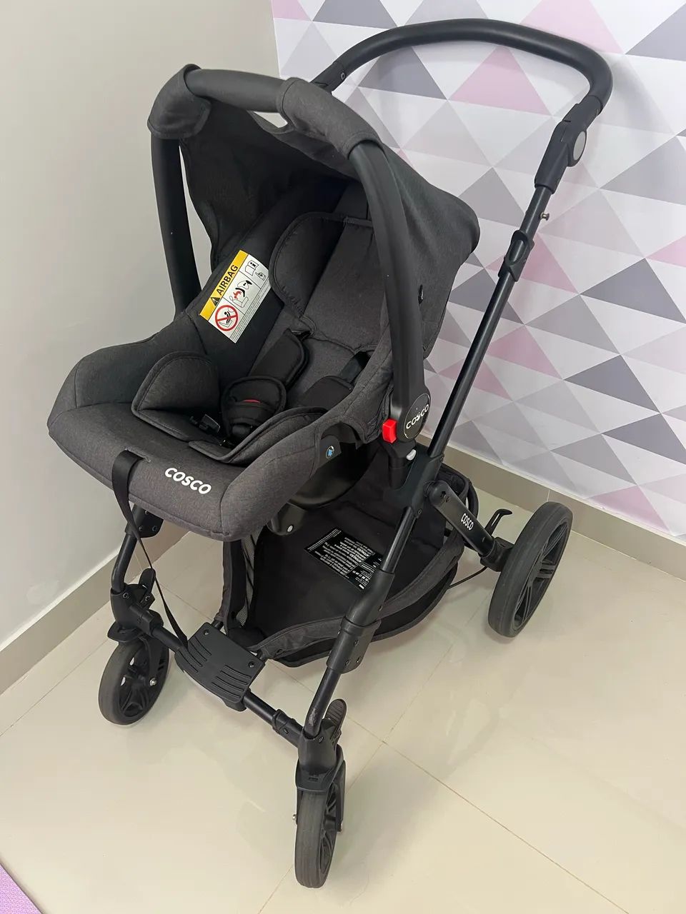Carrinho de Bebê Cosco Poppy + Bebê Conforto - Excelente Estado - Foto 3