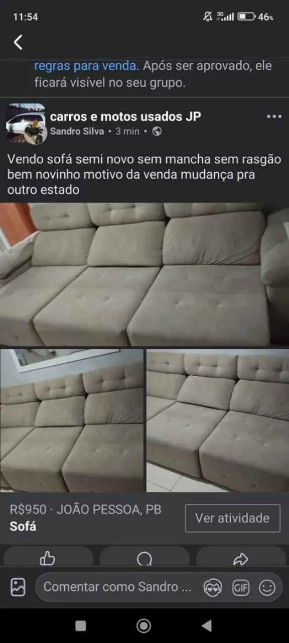 Sofá semi novo pra vender rápido, no preço 1.100 zap *