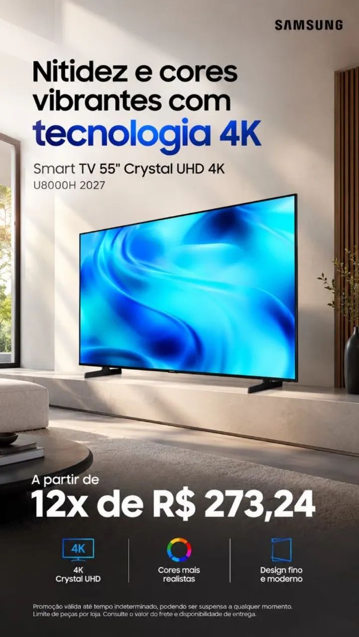 SAMSUNG SMART TV 55" CRYSTAL 4K UHD