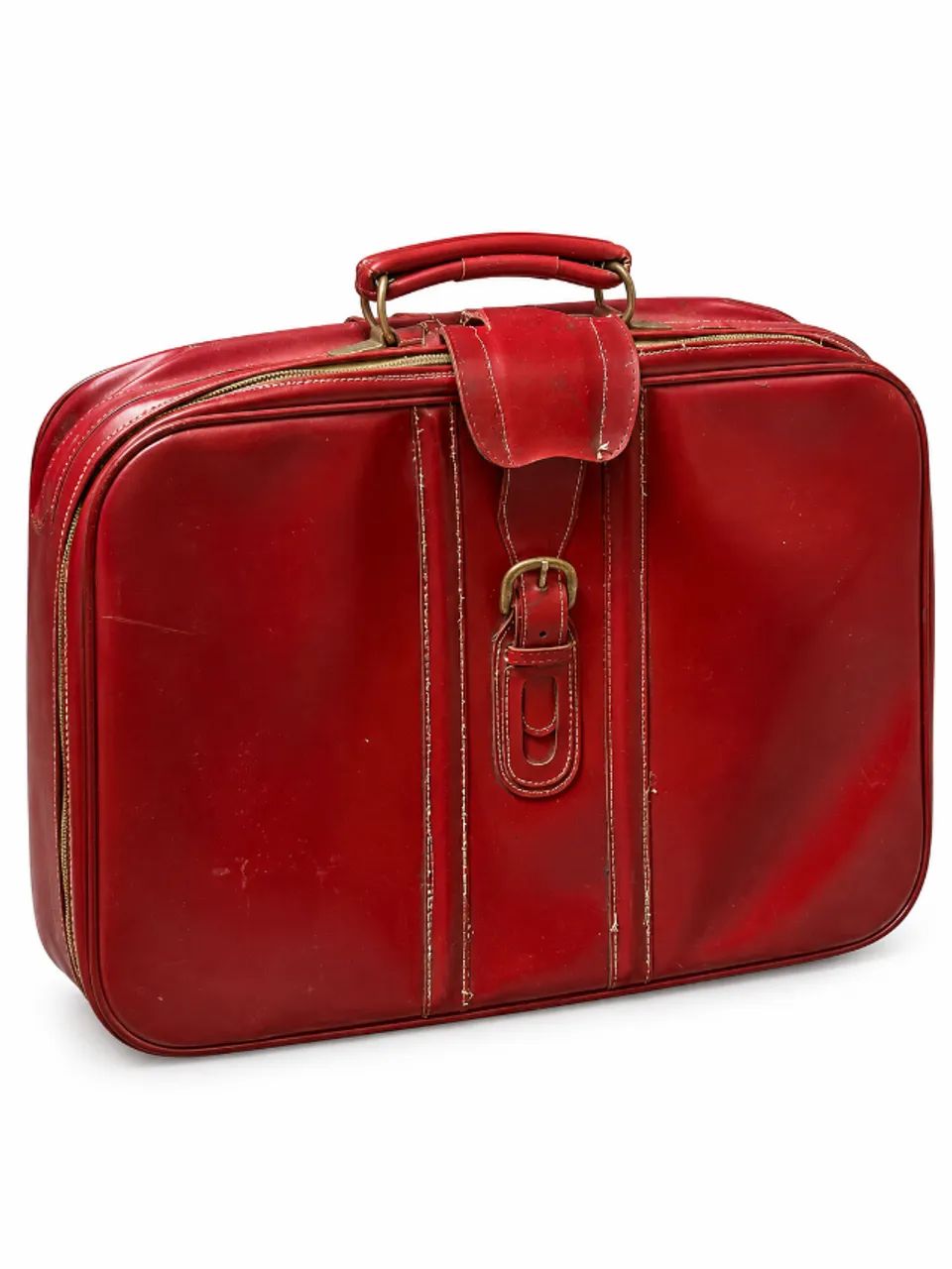 MALA VINTAGE VERMELHA EM COURO