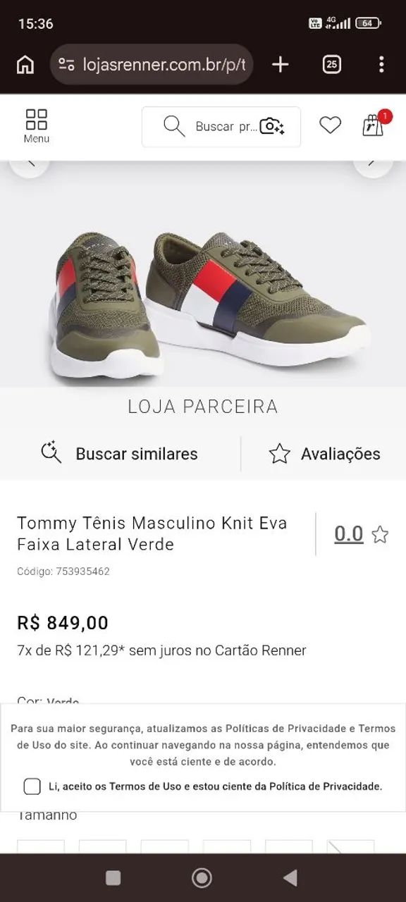 Tênis Tommy Hilfiger verde 9C