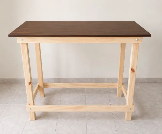 Mesa de trabalho 0,60 x 1,20 tampo Marrom - Foto 3