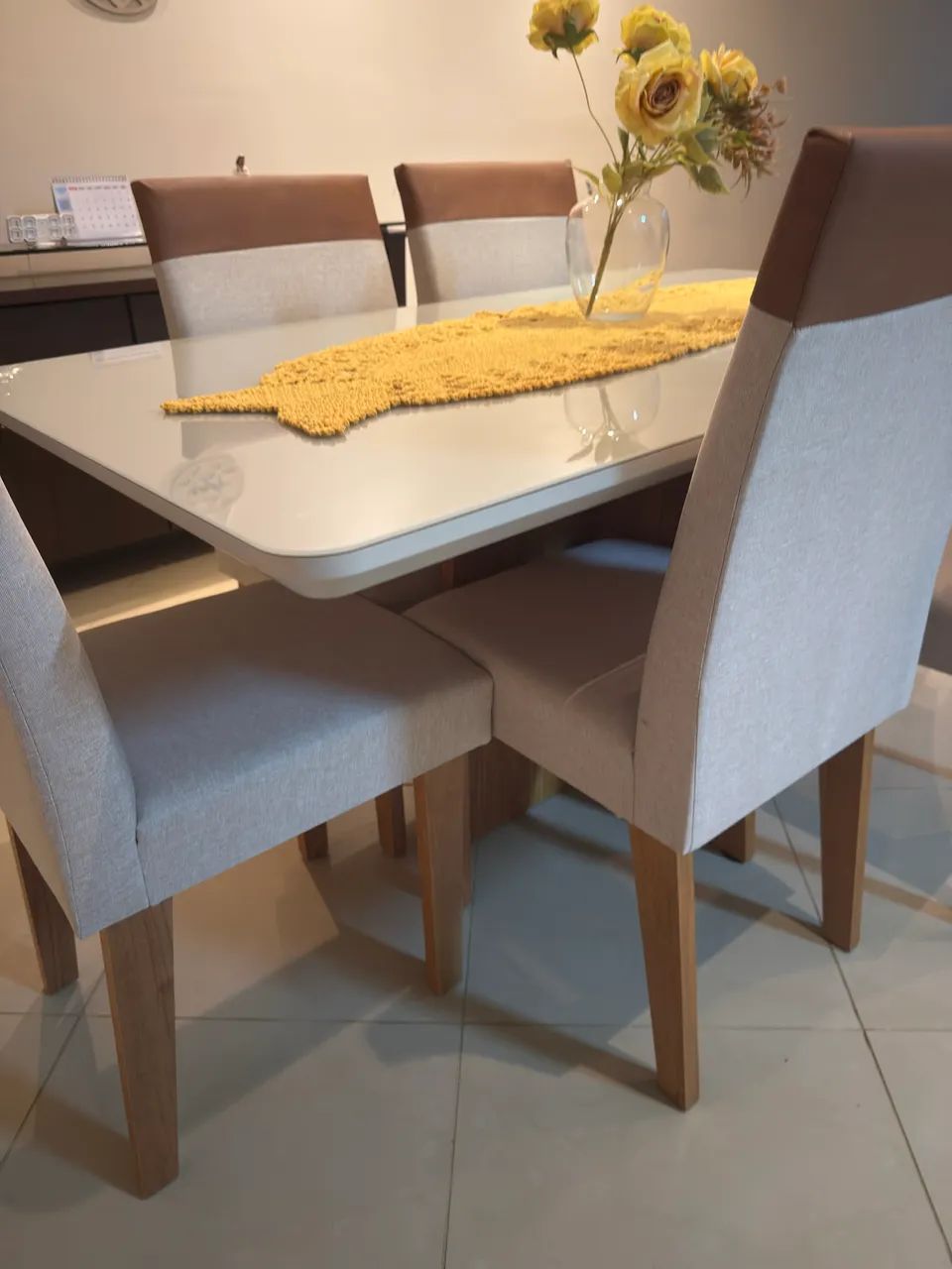 Mesa rectangular 6 cadeiras de vidro com MDF 65576106214659120