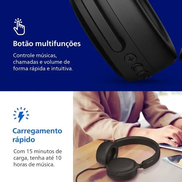 Headphone Bluetooth Philips TAH2300BK/00 Over-Ear - Até 55 Horas de Bateria - Foto 4