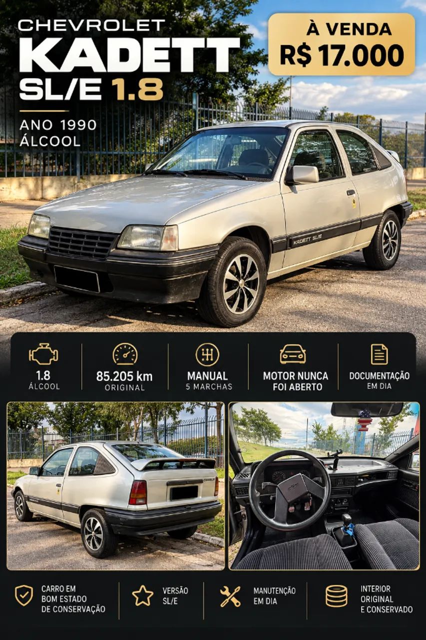 Chevrolet Kadett Gl/sl/lite/turim 1.8 (álcool) 1990