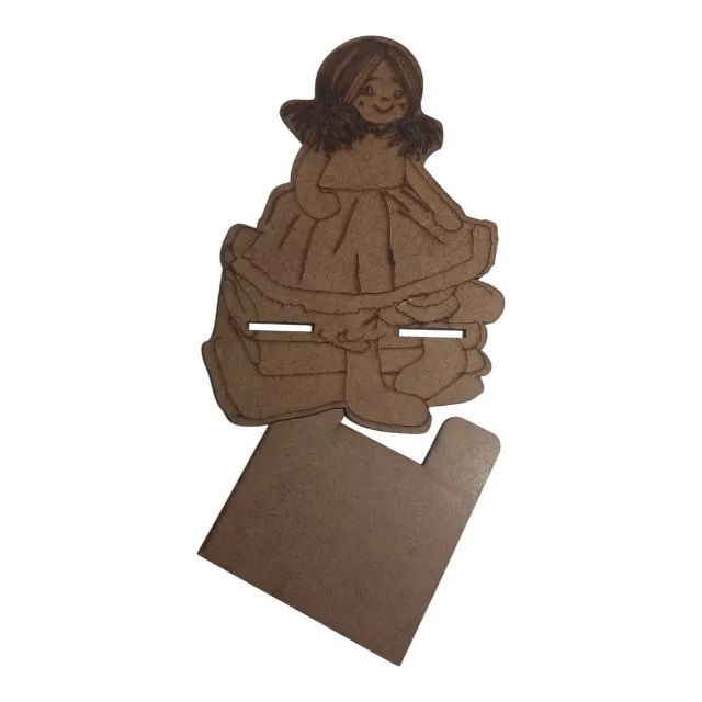 Suporte para Celular e Tablet MDF Boneca Decorativo Mesa Porta Celular - Foto 3