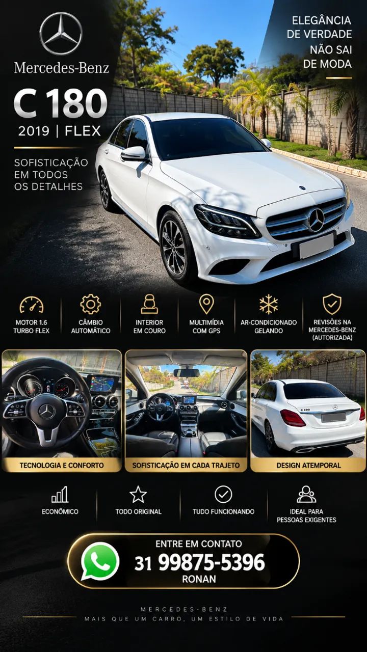 Mercedes-Benz C-180 CGI Exc. 1.6/1.6 Flex TB 16V Aut. 2019