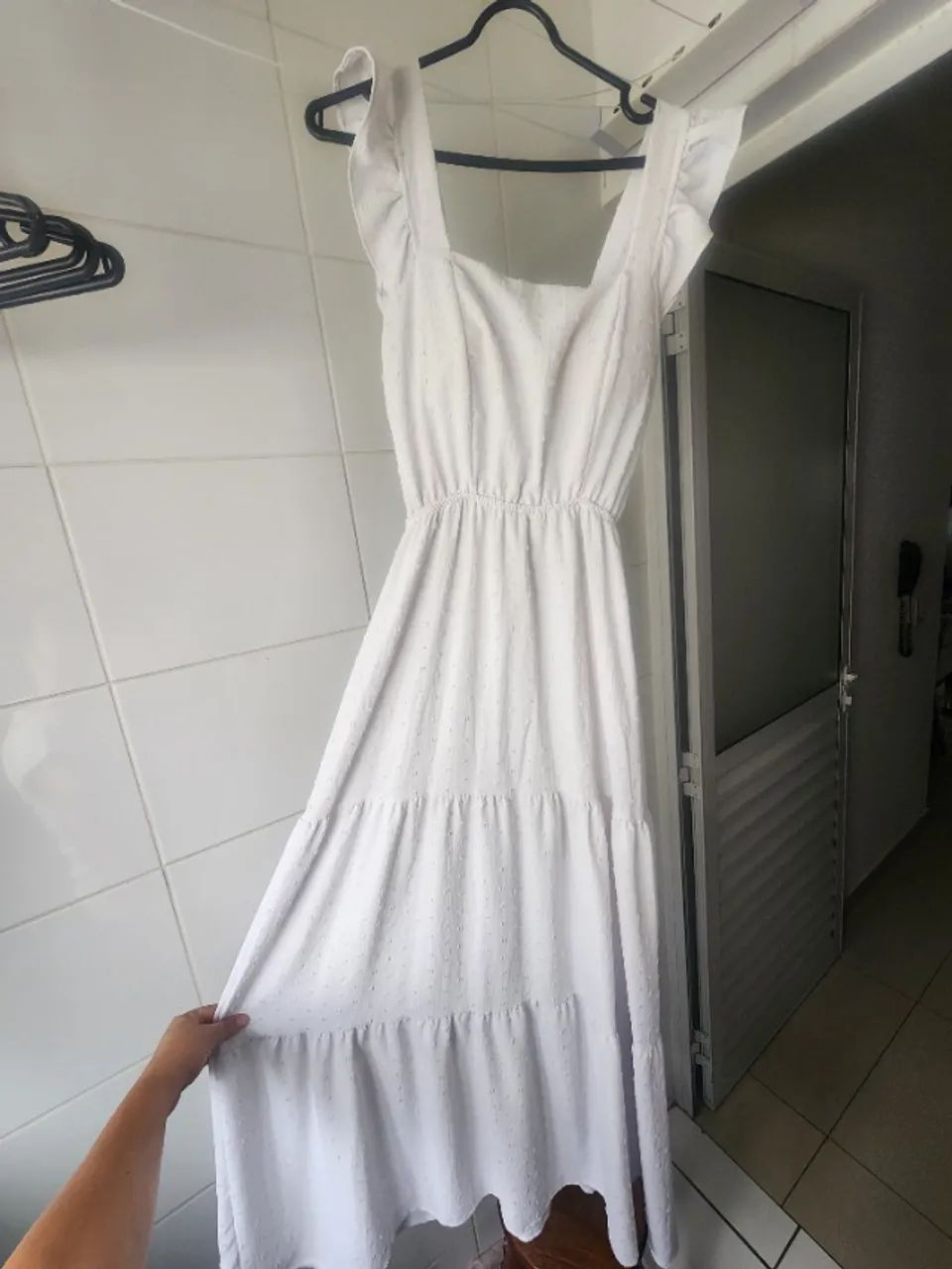 Vestido longo branco tecido Duna - Foto 3