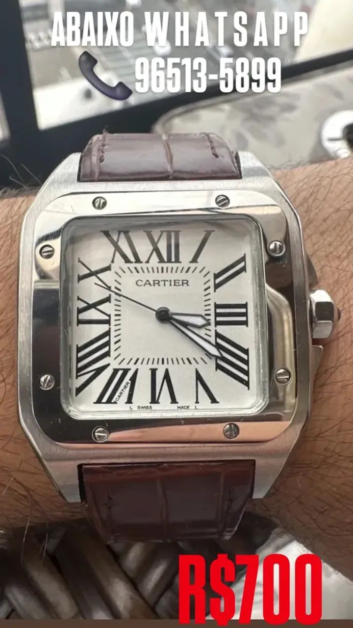 Relógio CARTIER SANTOS Pulseira de Couro Quartz - Foto 3