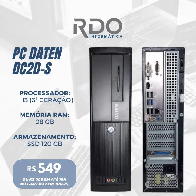 PC Daten DC2D-S i3 6ª Geração 8GB RAM SSD 120GB - Ideal para trabalhar e estudar