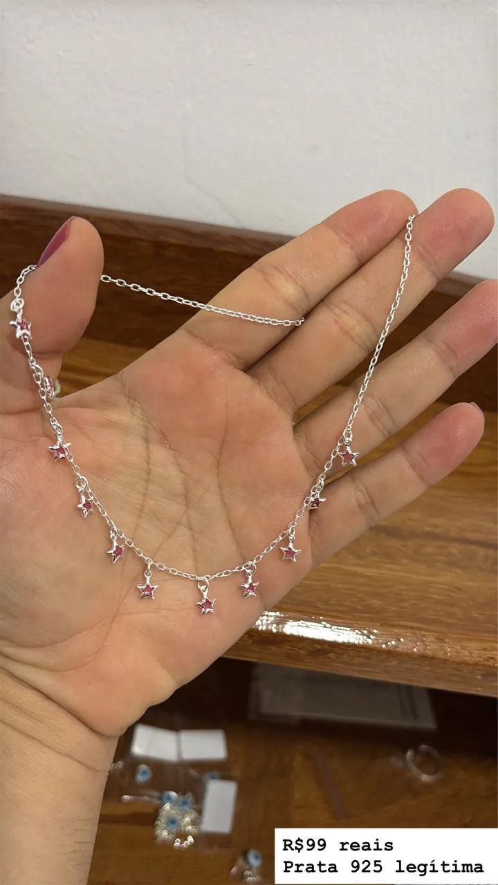 Colar estrelas prata 925 legítima 