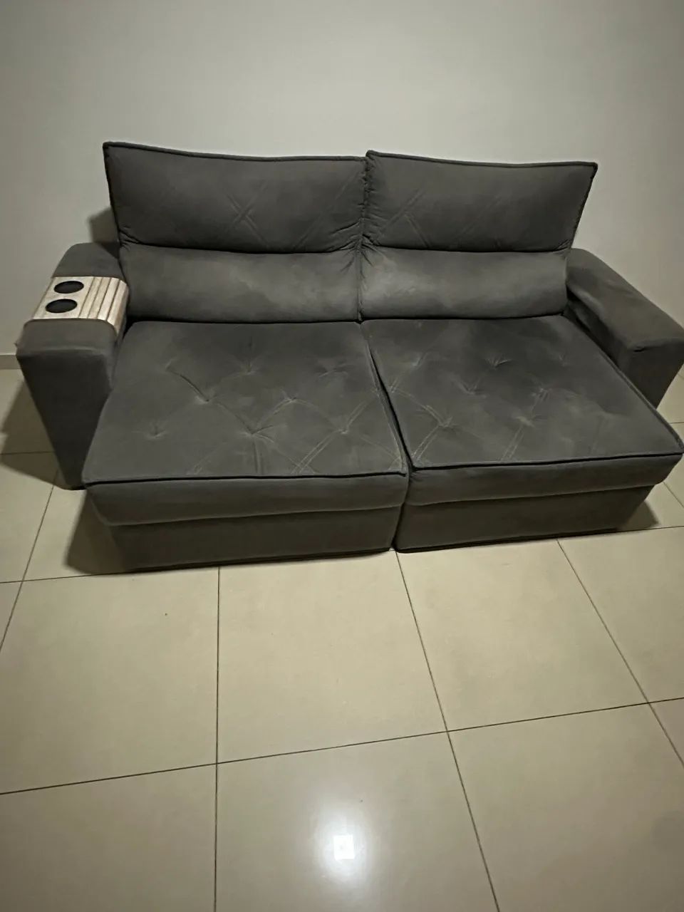 Sofá Retrátil Cinza 4 Lugares - Foto 2