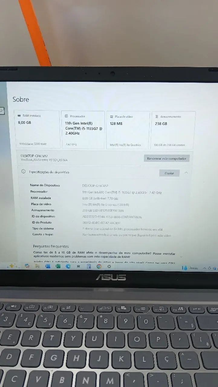 Notebook Asus Core I5, 8gb, 250Gb SSD - Foto 4