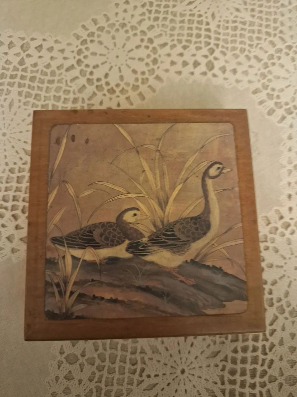 Conjunto de 4 porta-copos, vintage, com figuras de patos, com base de cortiça  - Foto 6