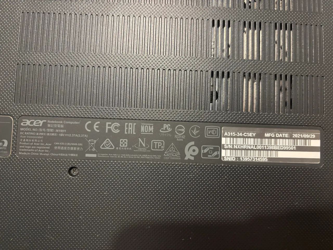 notebook Acer Aspire 3 A315-34- - Foto 2