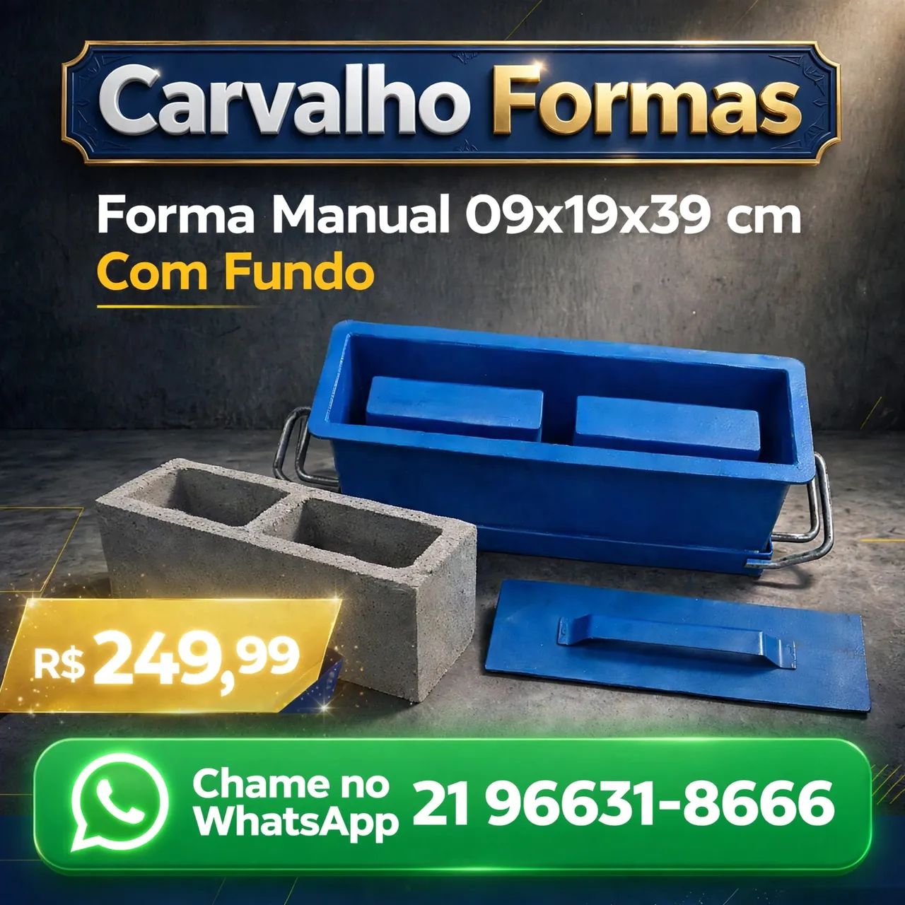 Forma para bloco 09x19x39 cm. - Foto 2