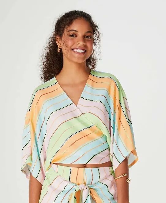 blusa cropped hering transpassada listrada  - Foto 3