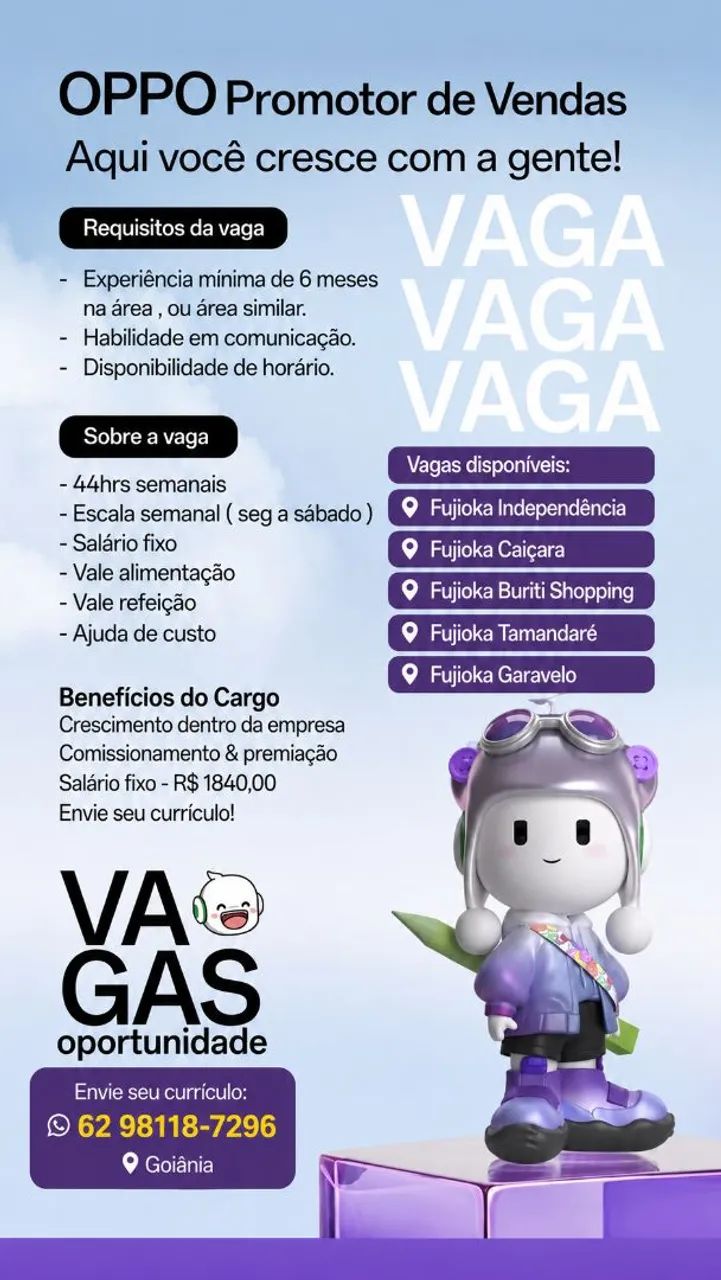 VAGA DE PROMOTOR DE VENDAS