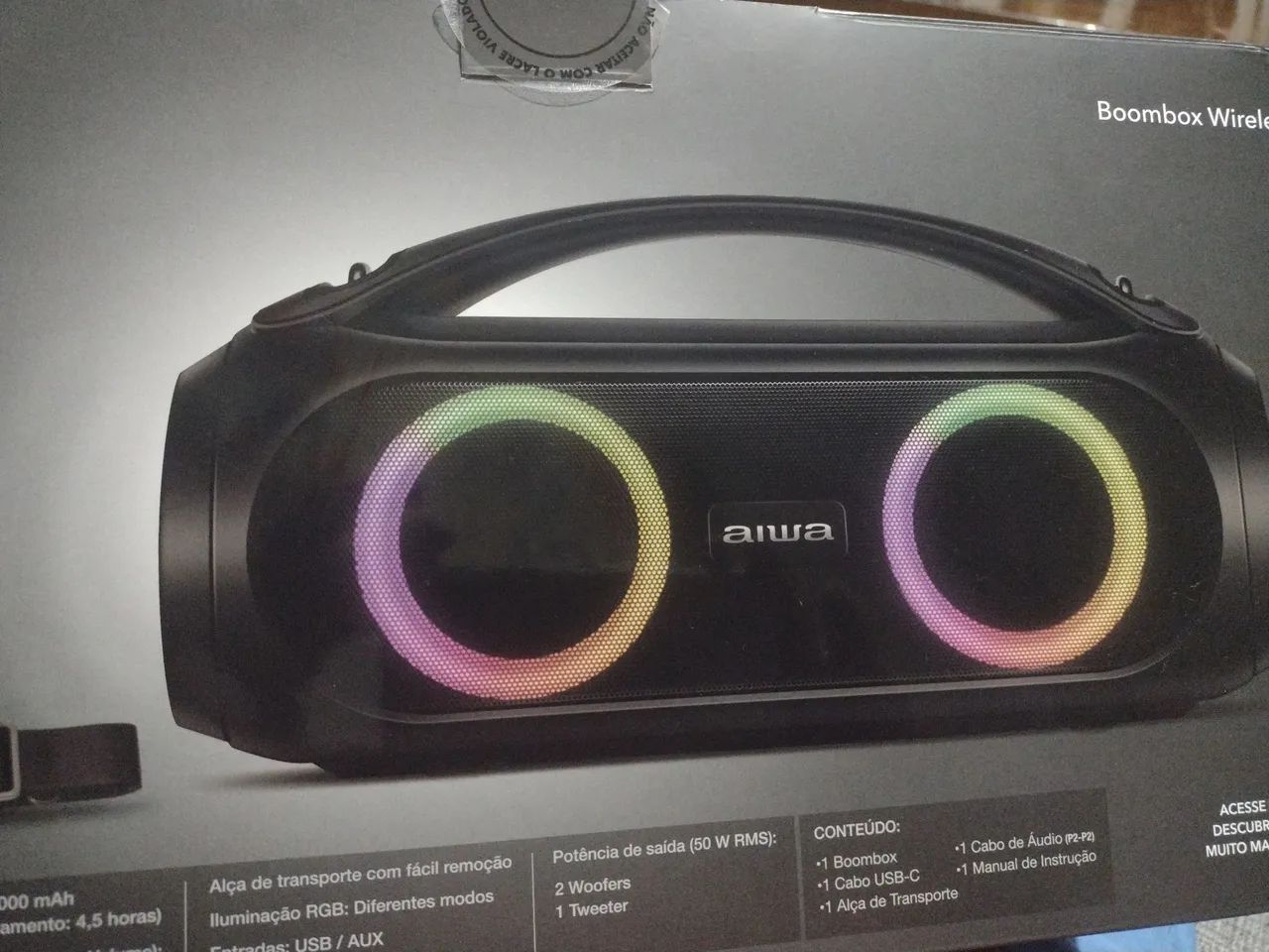 Caixa de som boombox wireless Aiwa 