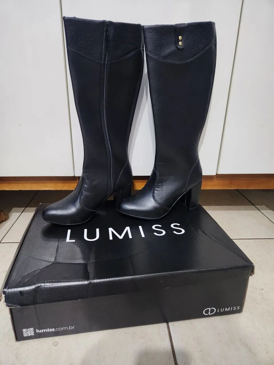 Bota Cano Longo Salto Bloco LUMISS - tamanho 36