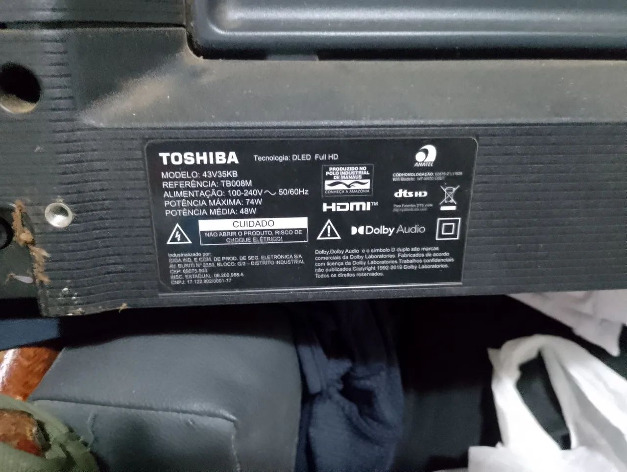 Placa tv Toshiba 43V35KB 