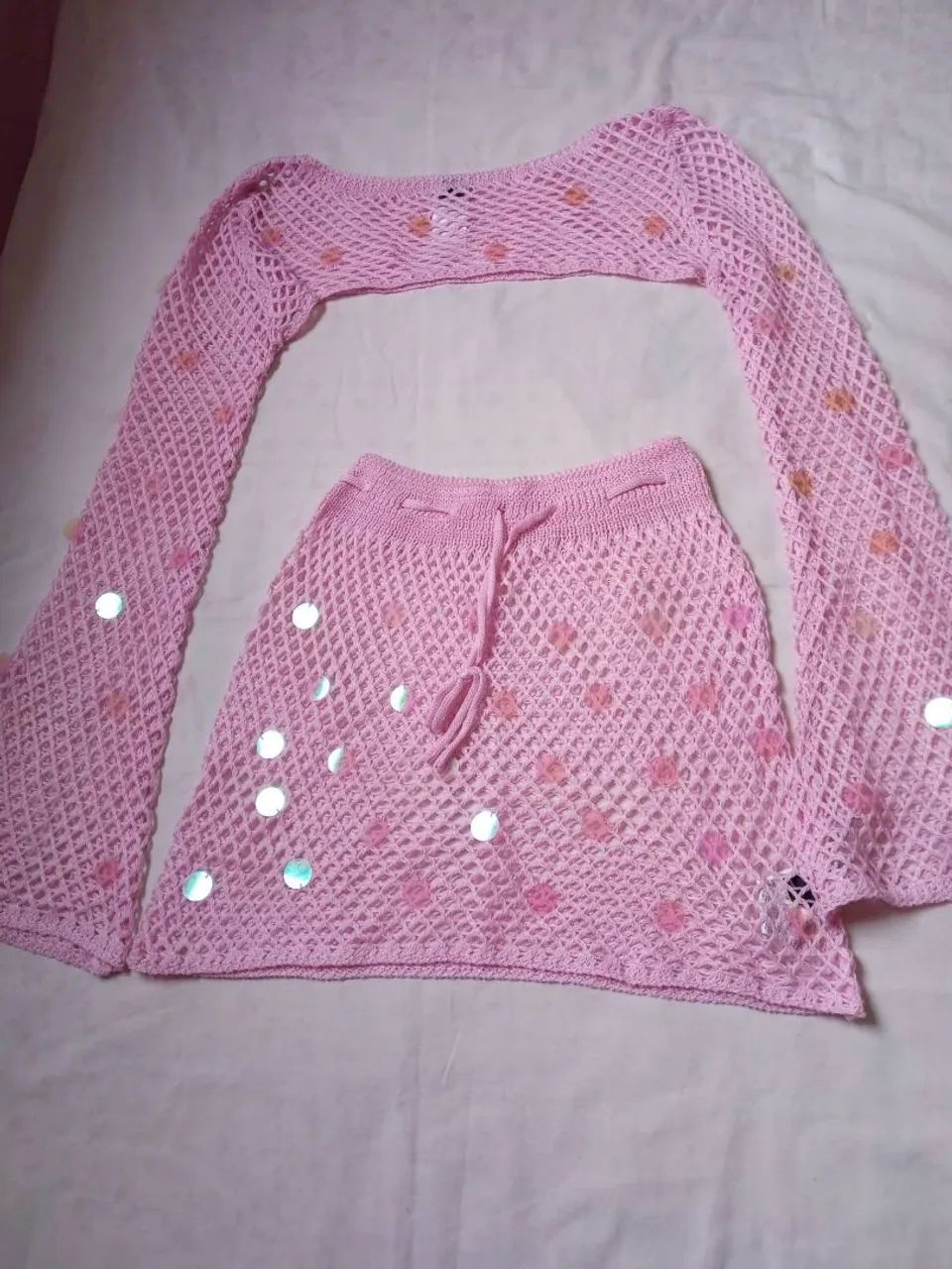 Conjunto de tricot rosa - Foto 4