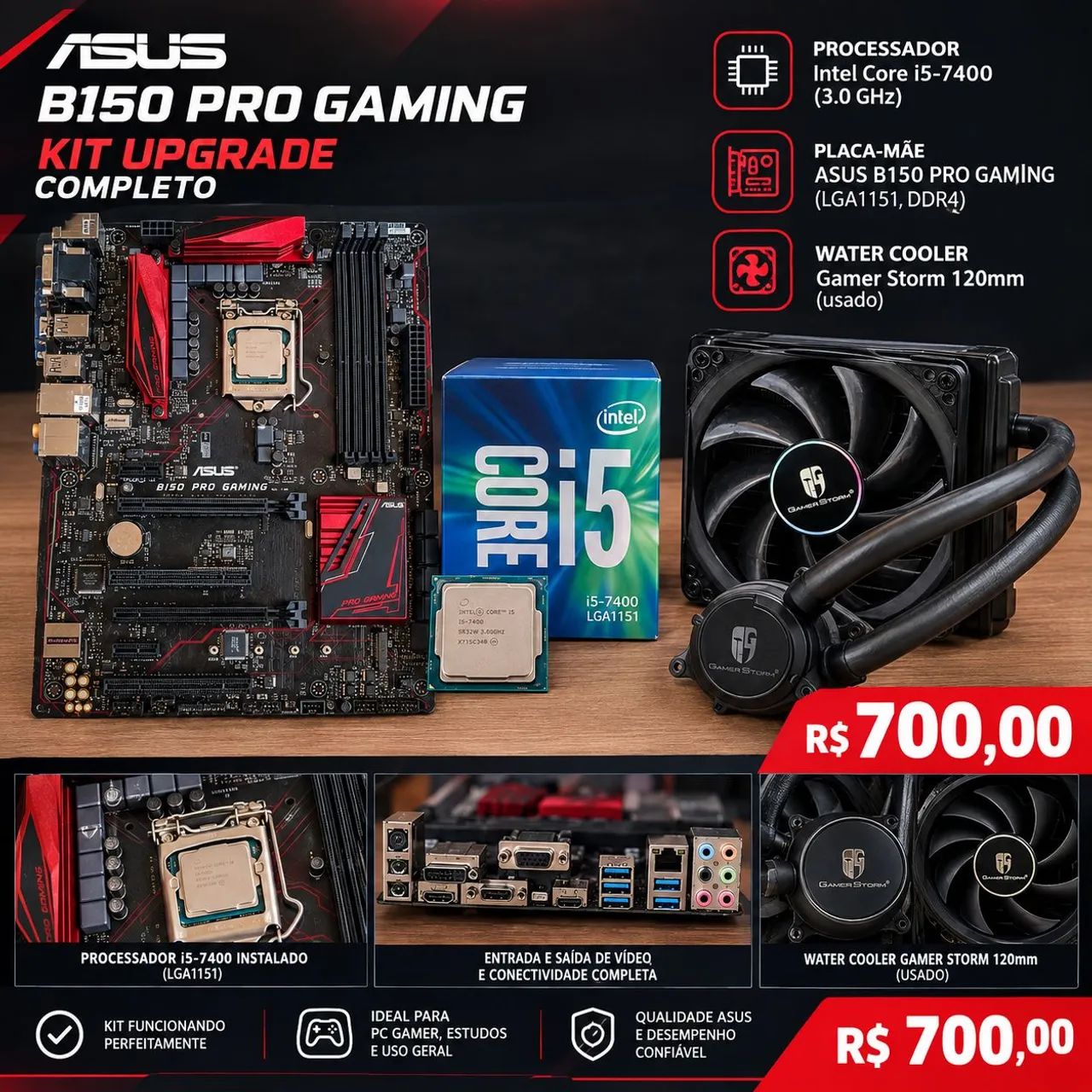 Kit Placa Mãe Asus gaming Pro B150m