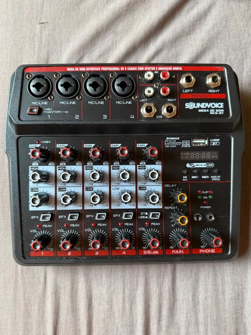 Mesa de Som Soundvoice MC6-BT c/ Bluetooth e Interface - Estado de Nova (Na Caixa!) - Foto 2