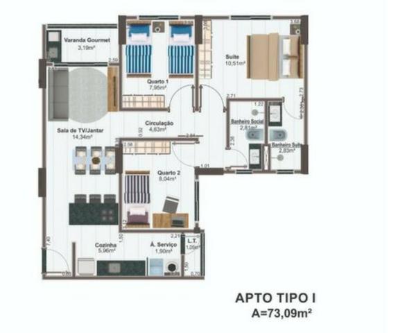 Apartamentos 2 quartos, 63 m² na 405 Sul - Torre Esmeralda - Foto 7