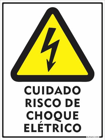 Placa De Sinalização Cuidado Risco De Choque Elétrico 30x41 Novo Garantia - Foto 4