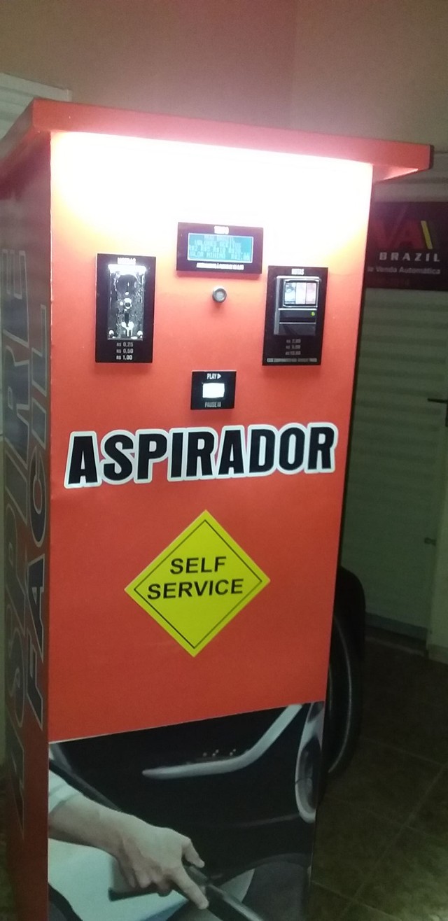 Aspirador de pó self-service com noteiro e moedeiro 