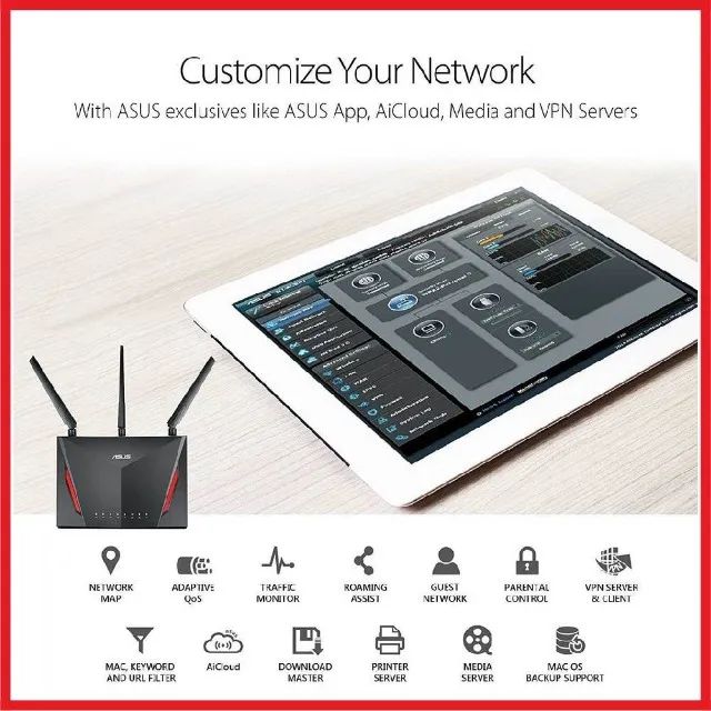 Roteador Asus Rt-ac86u E Access Point 2971mbps Print Server - Foto 3