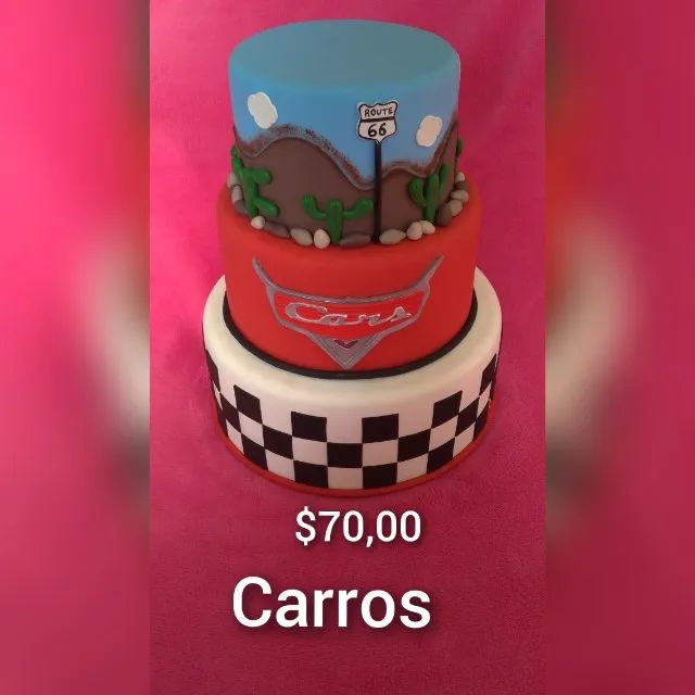 Bolo cenográfico Carros 2 andares