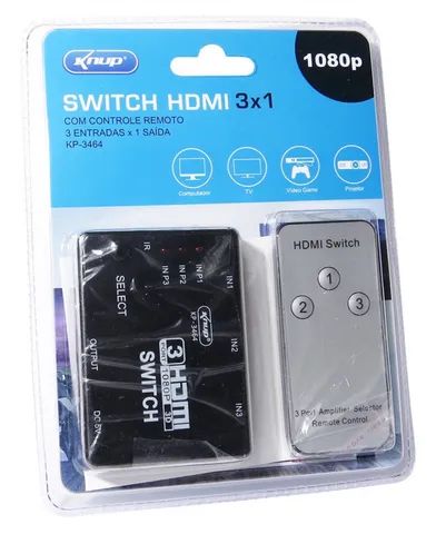 Switch chaveador Hdmi 3 Entradas e 1 Saída com Controle Remoto | Expande as portas HDMI - Foto 4