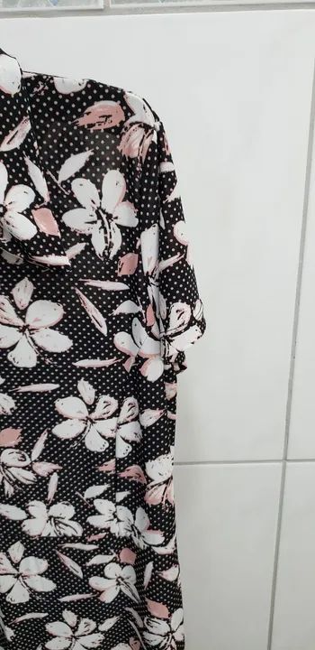 Vestido Floral Preto e Branco - Foto 5