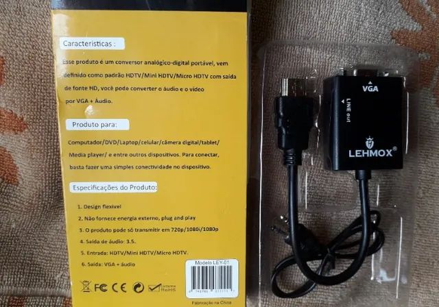 Adaptador Hdmi Para Vga Com Áudio P2 Conversor De Vídeo - Foto 4