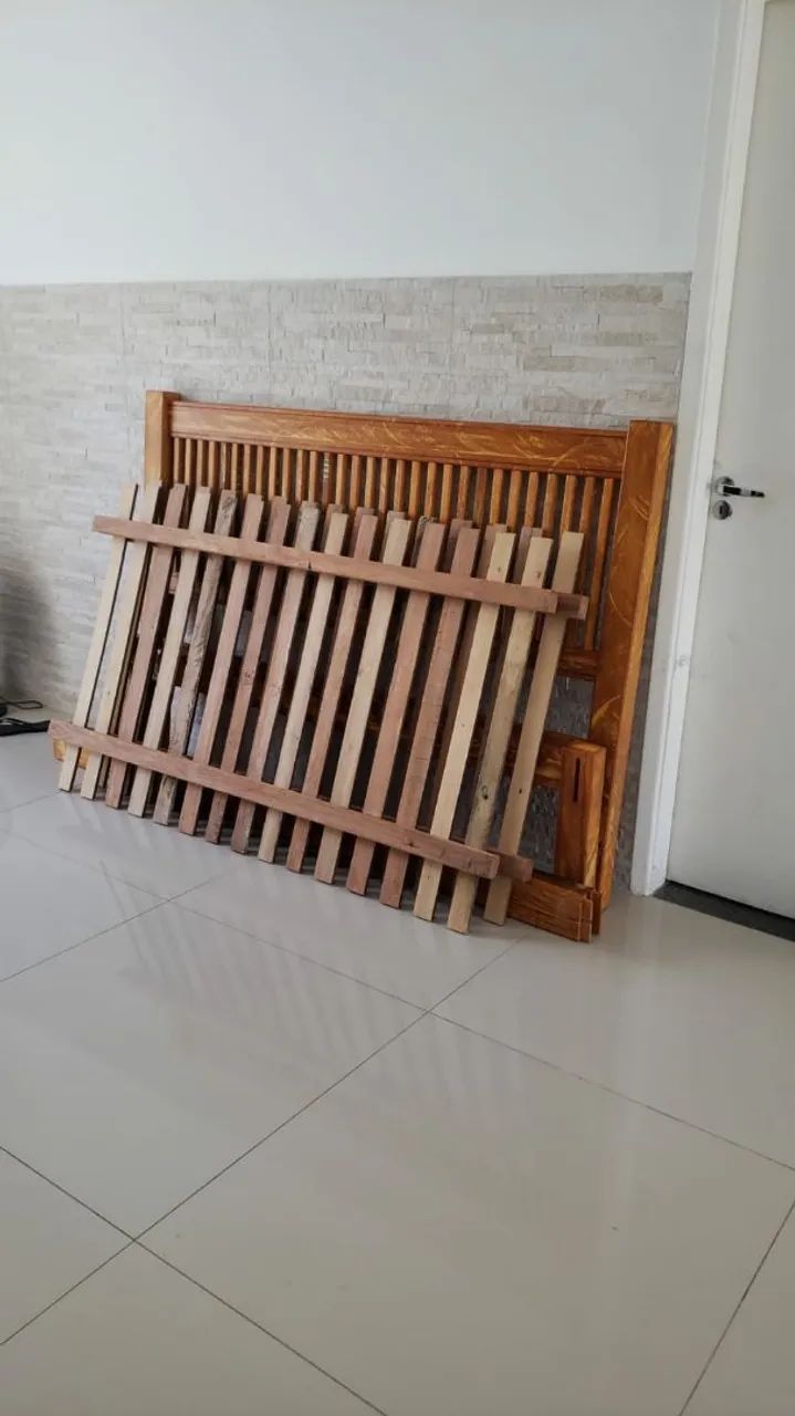 Cama de madeira maciça reforçada peroba rosa. - Foto 3