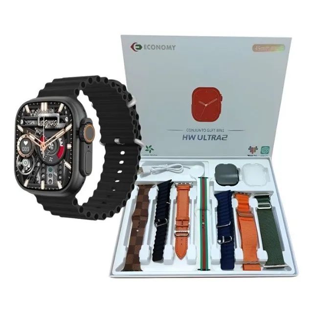 smartwatch hw ultra 2 com 7 pulseiras