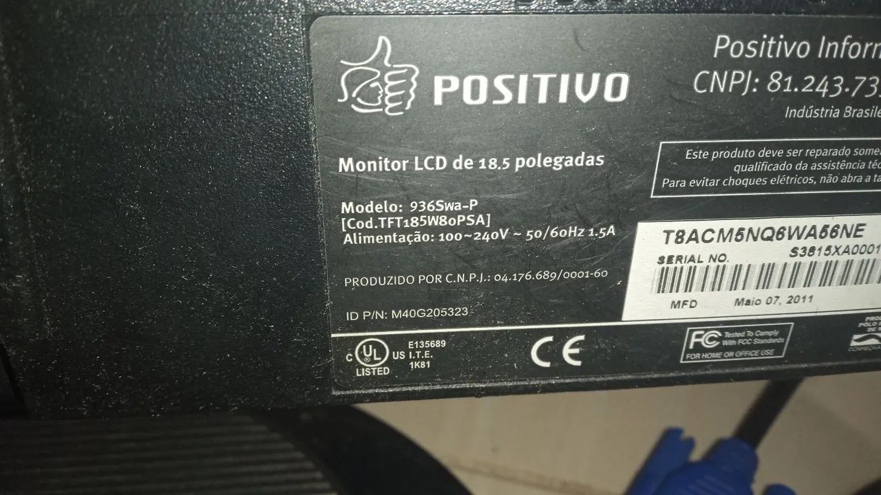 Monitor positivo 18.5 .polegadas perfeito estado 64289272330882122