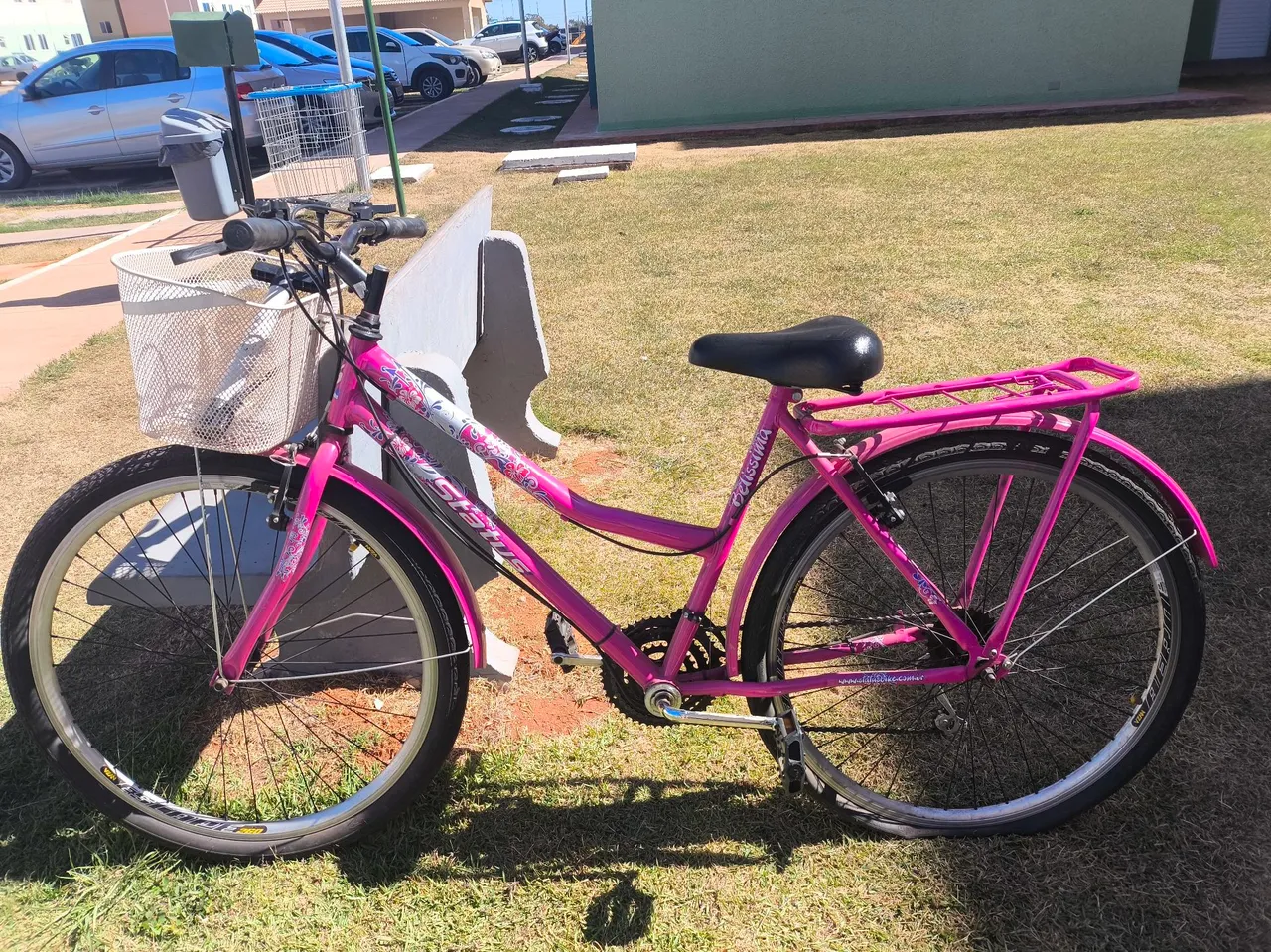 Bicicleta Feminina Rosa Com Cesta