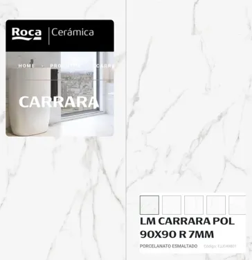 Piso Porcelanato ROCA Carrara 90x90