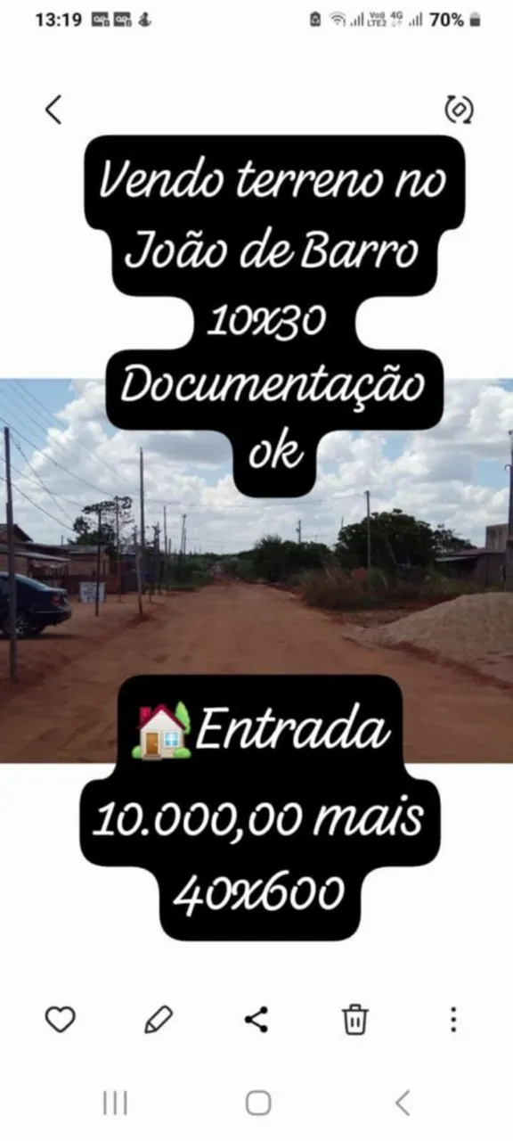 Terreno parcelado no João de barro
