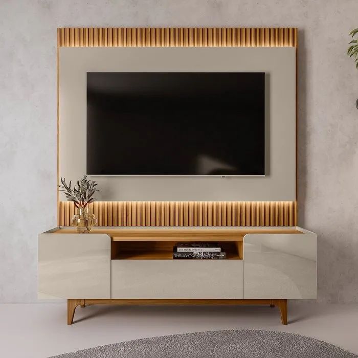 Painel para TV com rack e iluminação embutida tt87