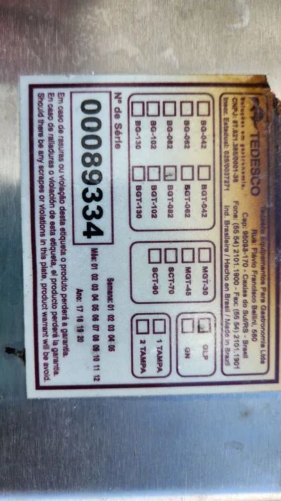 Equipamento para Gastronomia - Tedesco