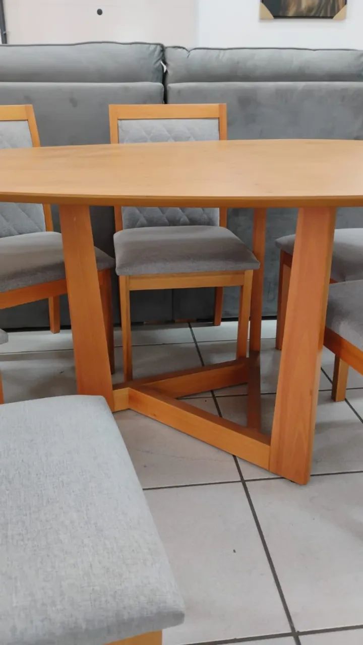 Mesa De Madeira Para Sala De Jantar 6 Cadeiras - Foto 2