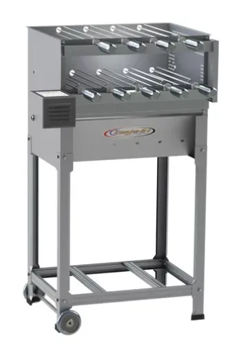 Churrasqueira Inox Portatil c/ Grill Rotativo Bivolt para 09 espetos